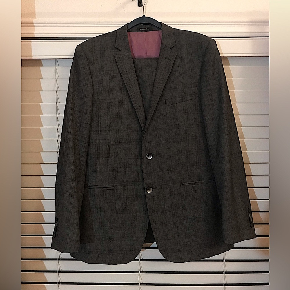 Mens Plaid Grey Two-Piece Suit